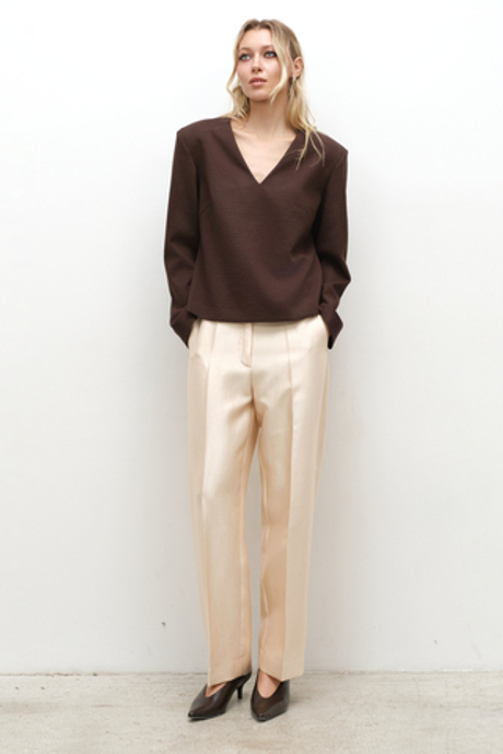 Брюки прямые укороченные сияющие