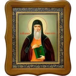 Варлаам Печерский, преподобный игумен. Икона на холсте.