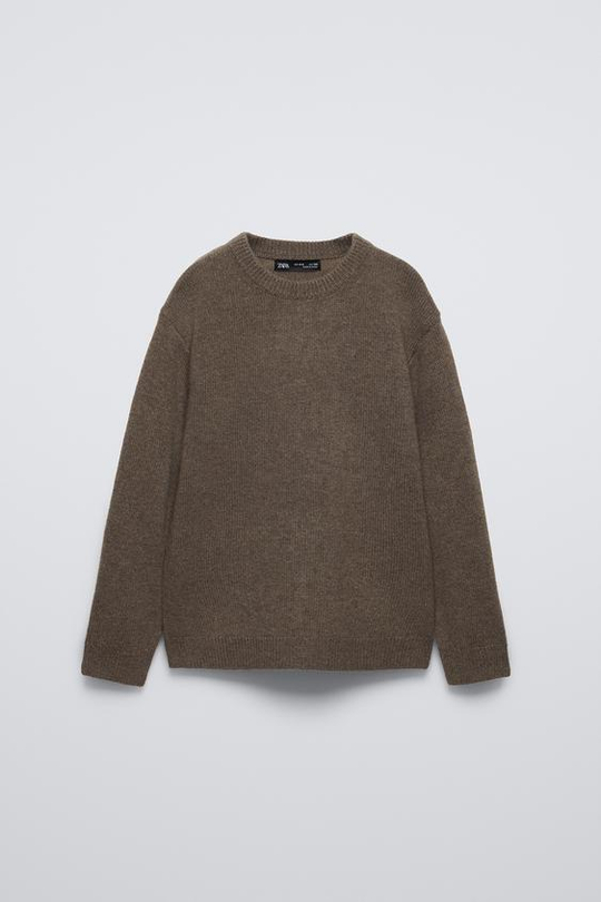 ZARA СВИТЕР ИЗ 100% КАШЕМИРА, КОРИЧНЕВЫЙ С МЕЛАНЖЕВЫМ ЭФФЕКТОМ