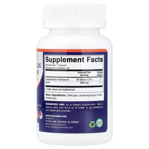 Vitamatic, Lactobacillus plantarum, 60 капсул с гипромеллозой DRcaps®