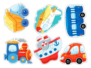 Пазлы контуры "Транспорт" 6 фигурок Baby Toys (мягкие)