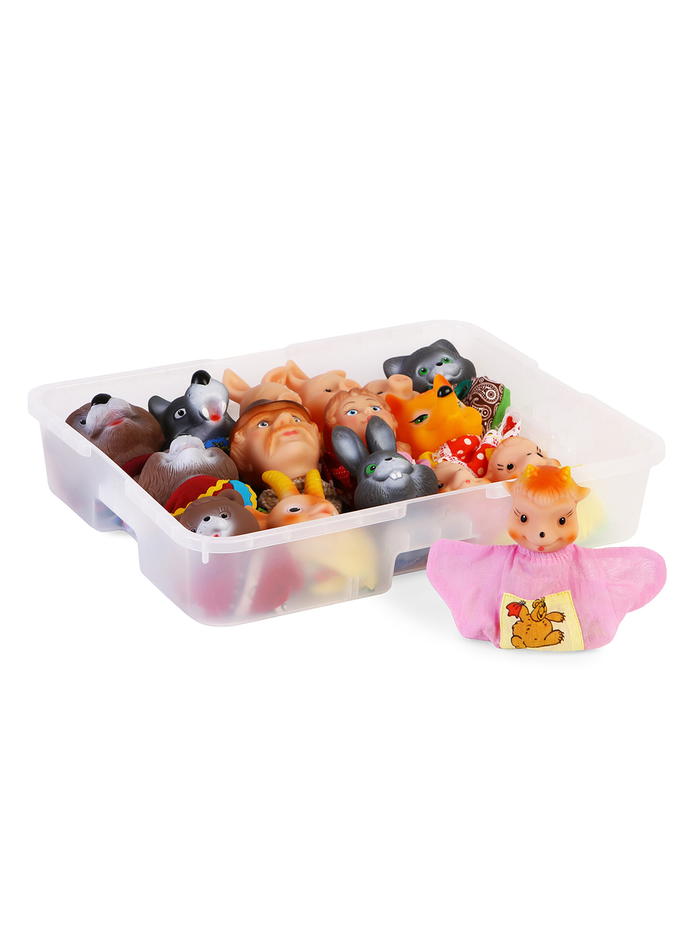 Кукольный театр Сказки о животных, 16 персонажей в контейнере 440х350х90 мм