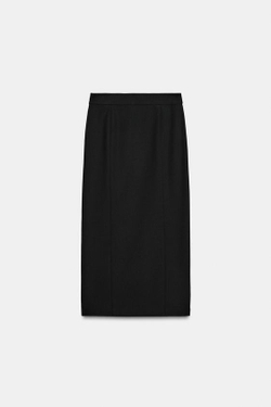 ZARA ЮБКА-КАРАНДАШ МИДИ С РАЗРЕЗОМ, ЧЕРНЫЙ