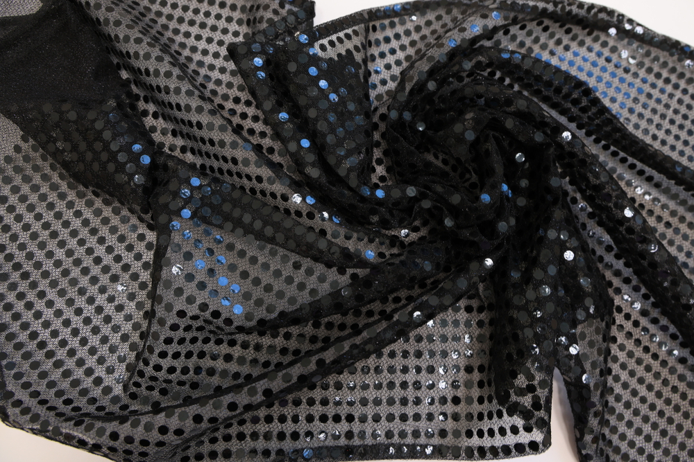 Трикотаж с пайетками черный