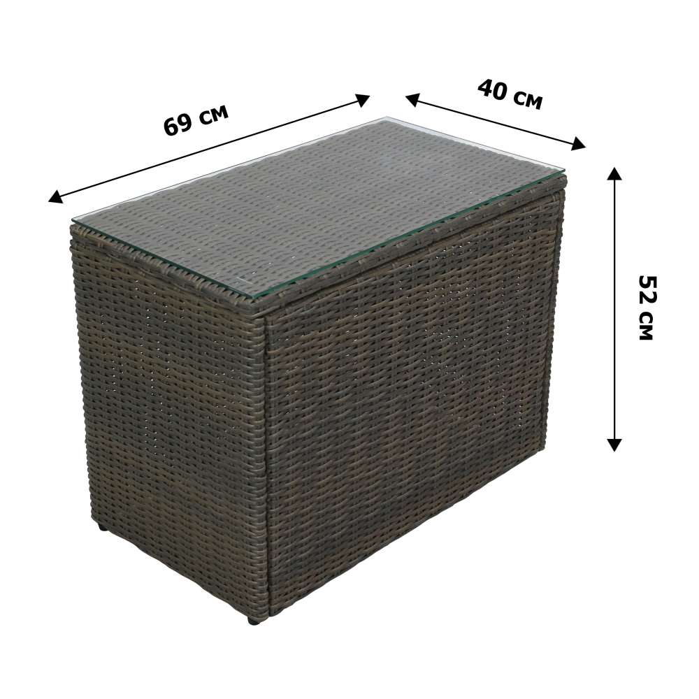 Набор мебели Garden Story Драмен 1 уп. (стол, 2 угл.кресла, 2 пуфа, ротанг серо-корич, подушки серые)