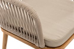 "Лион" стул плетеный из роупа, основание дуб, роуп бежевый круглый, ткань бежевая 035