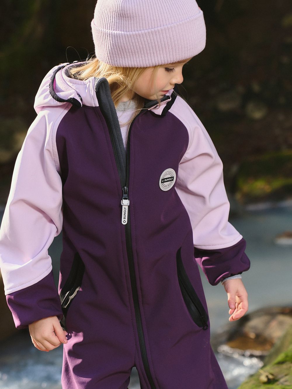 Комбинезон Колор блок Softshell демисезонный "Слива"