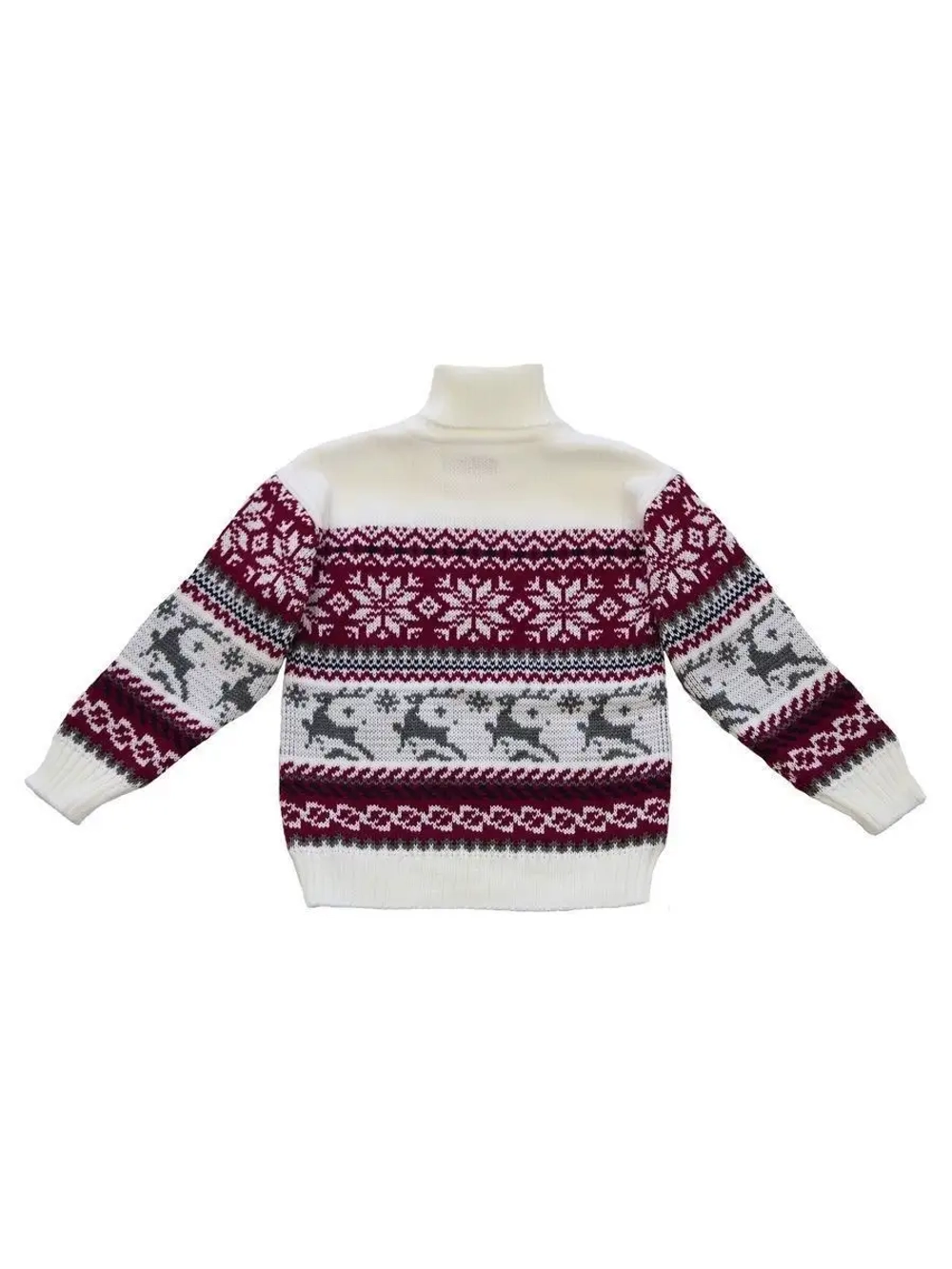 Свитер вязаный с оленями новогодний