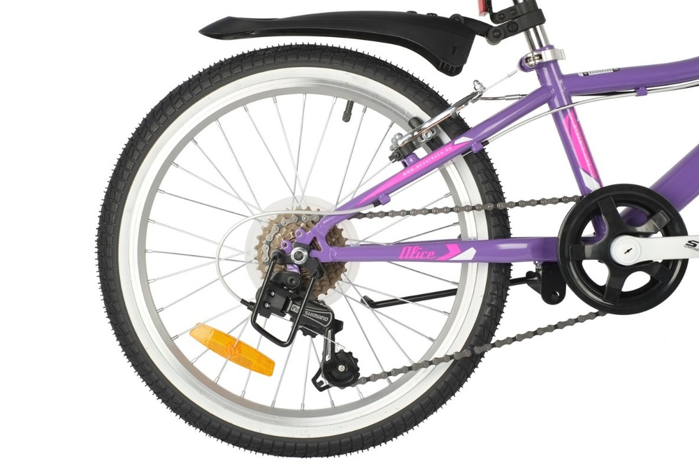 Велосипед NOVATRACK 20" ALICE фиолетовый,  стальная рама, 6 скор.