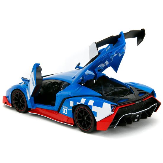 Модель Машинки Hollywood Rides 1:24 с Фигуркой 2.75"Соник Sonic the Hedgehog Lamborghini Veneno 35433