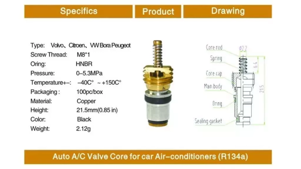 Золотник для ниппелей кондиционеров CH-VO66 For peugeot/Volvo
