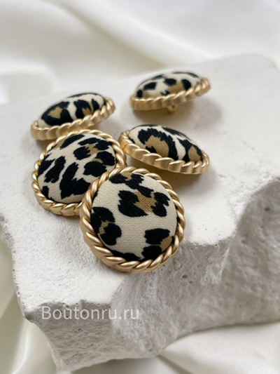 Пуговицы золотистые леопардовые текстильные
