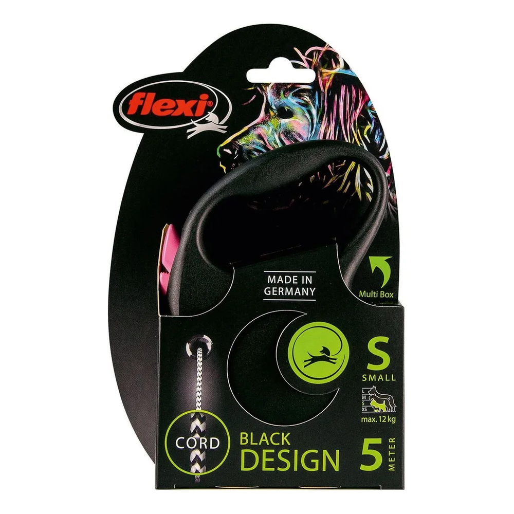 Flexi рулетка Black Design S (до 12кг) 5м трос черный/розовый Flexi рулетка Black Design S (до 12кг) 5м трос черный/розовый