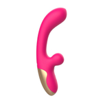 Розовый изогнутый вибратор-кролик - 21,2 см. (Цвет: розовый)