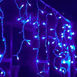 ULD-B12006-195-TTK BLUE IP44 Бахрома светодиодная с эффектом мерцания. 12м. Соединяемая. 195 светодиодов. Синий свет. Провод прозрачный. ТМ Uniel