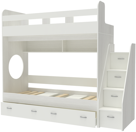 Трехъярусная кровать КарИВи Юниор  Белое Дерево Белый
