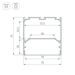 Профиль LINE-S-7575-2000 BLACK (Arlight, Алюминий) 041855