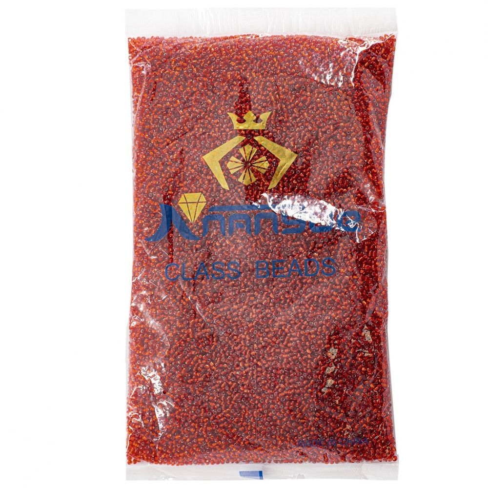 Бисер Alingar размер №12 вес 450 гр., красный прозрачный, внутреннее серебрение, пакет