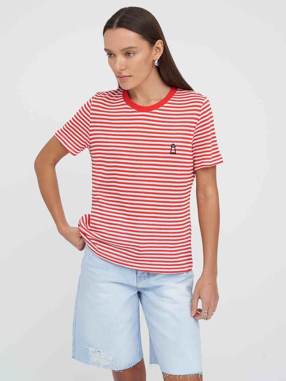 Футболка Kefirmaykifer В Полоску красно-белая