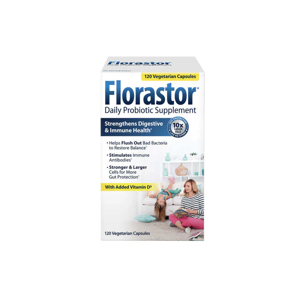 Florastor Daily Пробиотик с витамином D3, 120 вегетарианских капсул
