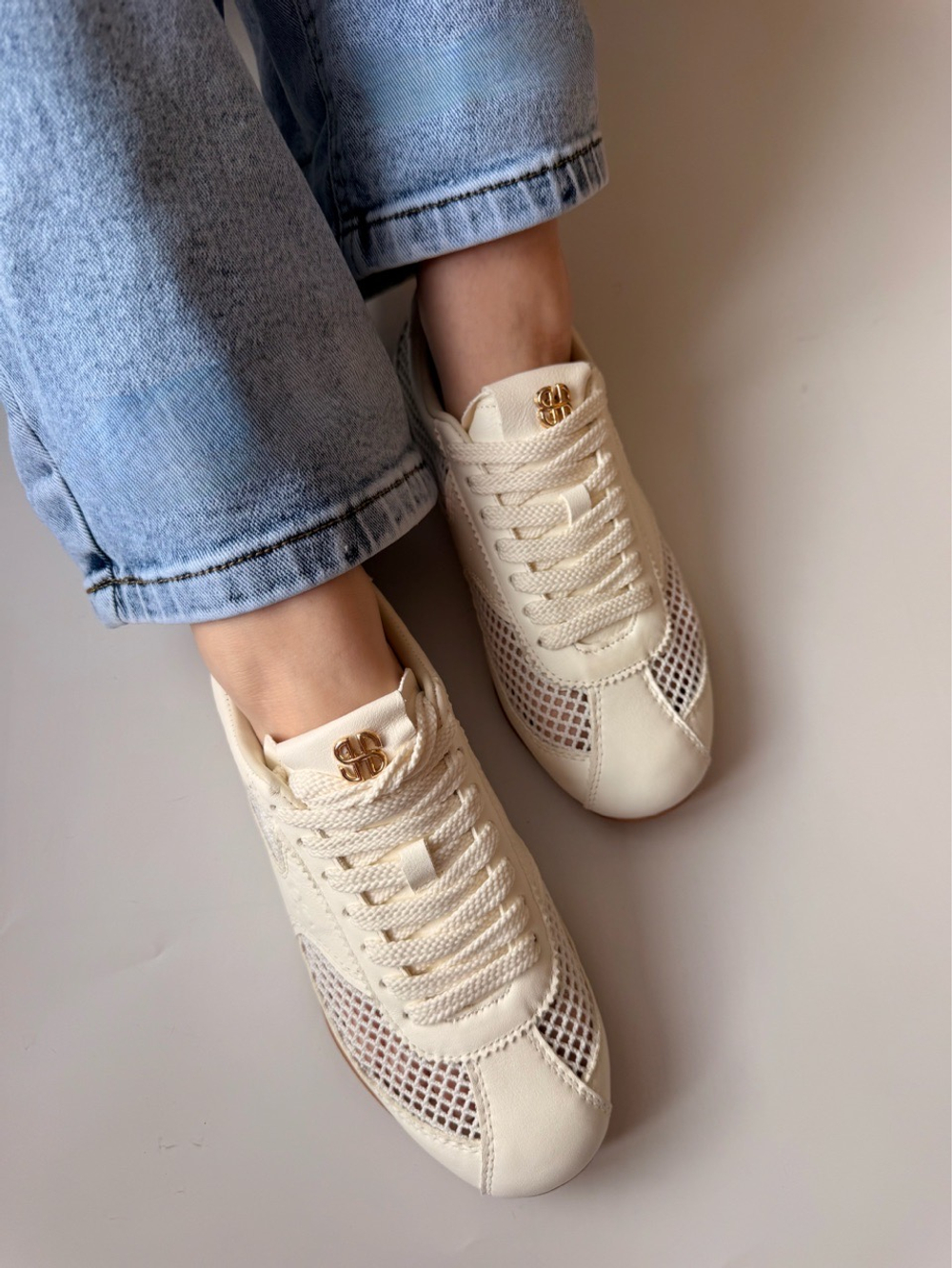 Кеды из натуральной кожи c вставками из сетки FELICE