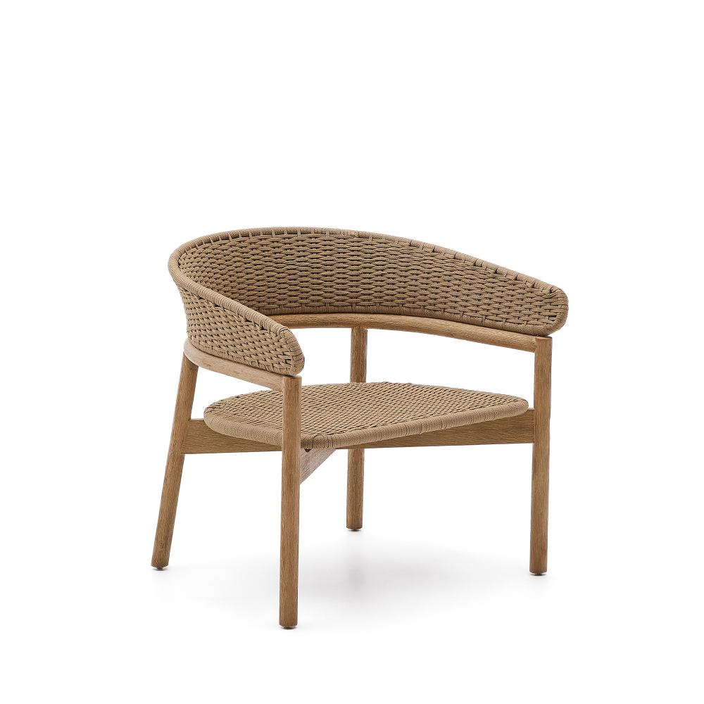 Кресло Arinella из акации с натуральной отделкой и бежевой веревкой