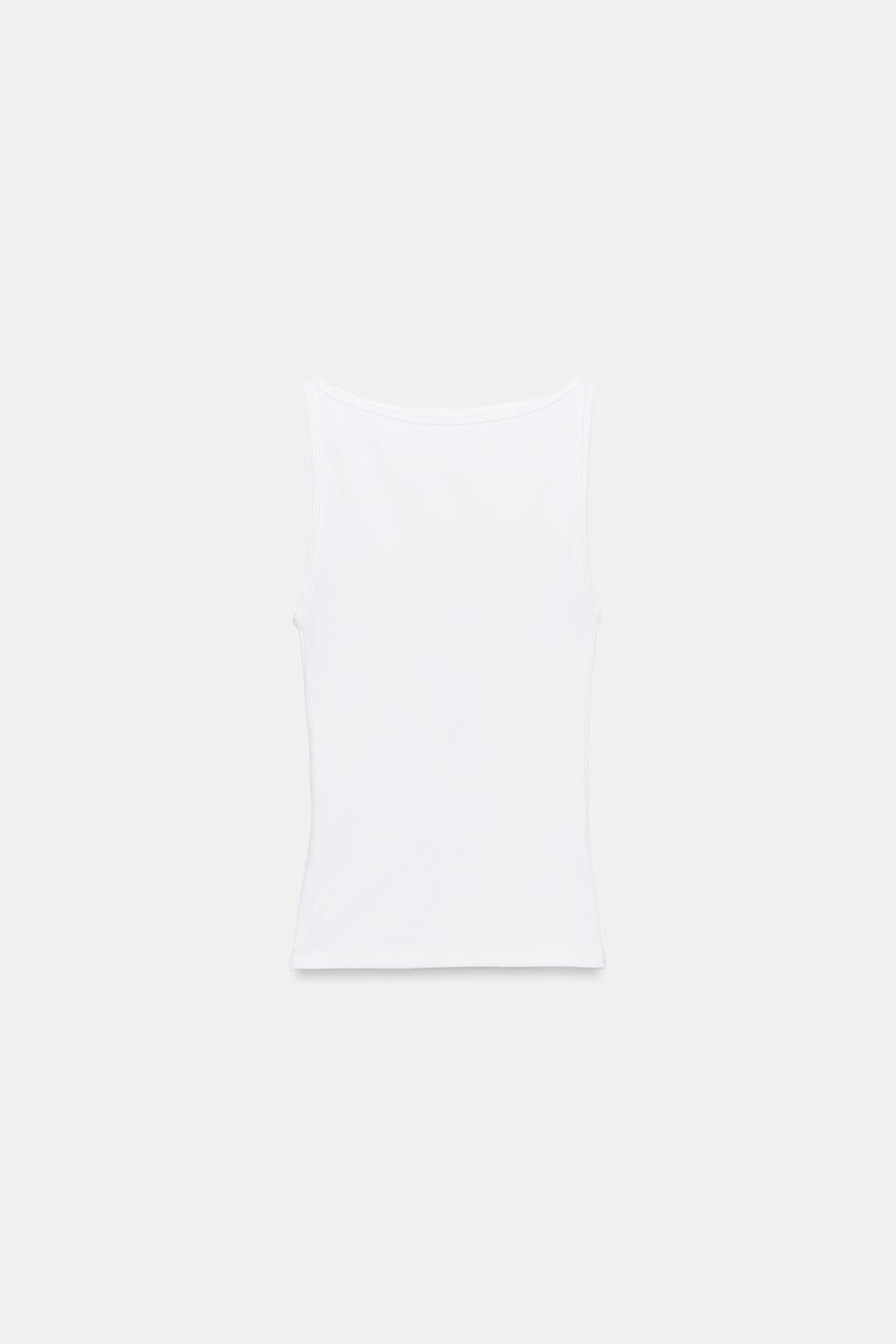 ZARA МИНИМАЛИСТИЧНЫЙ ТОП БЕЗ РУКАВОВ, БЕЛЫЙ