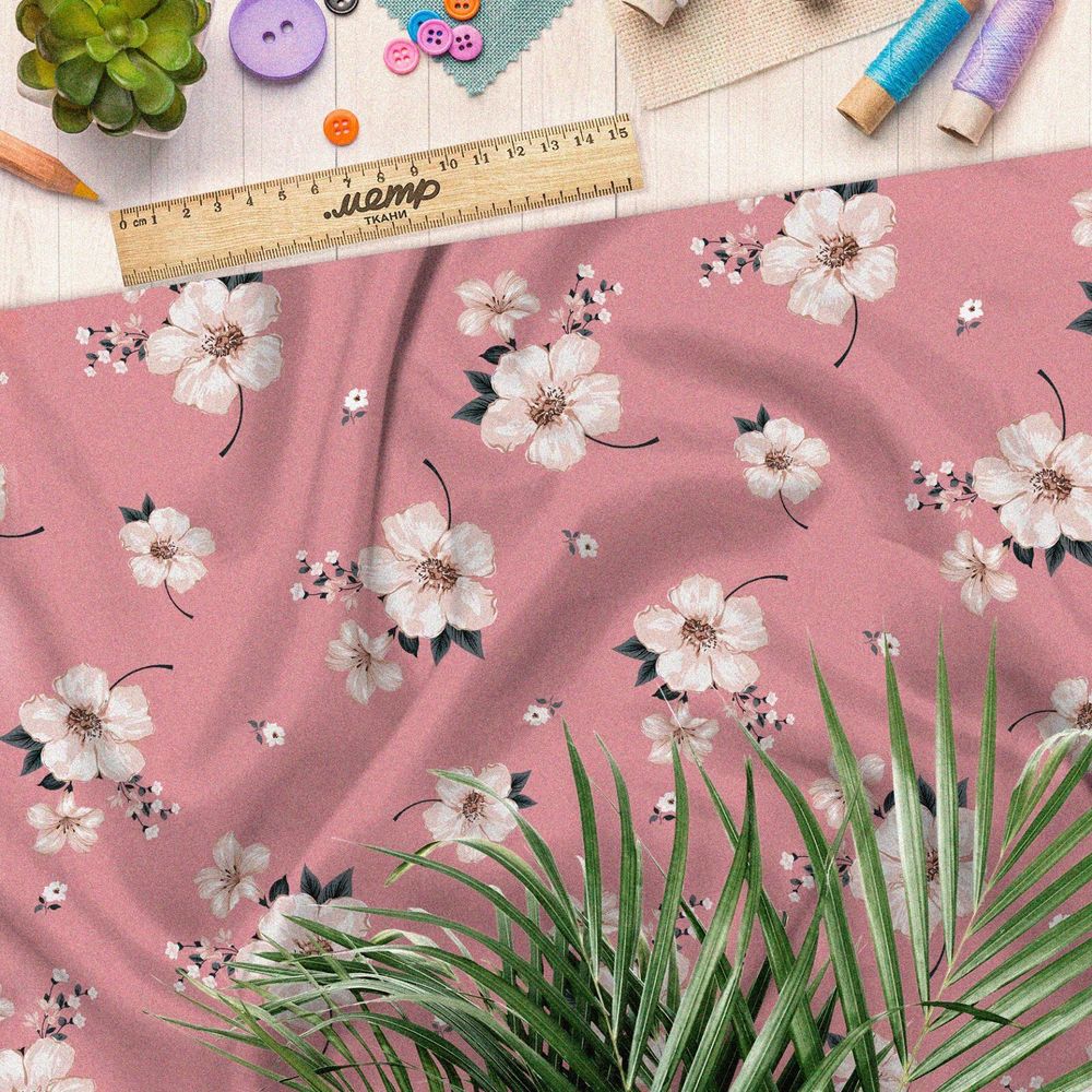 Ткань оксфорд 210 цветы вишни