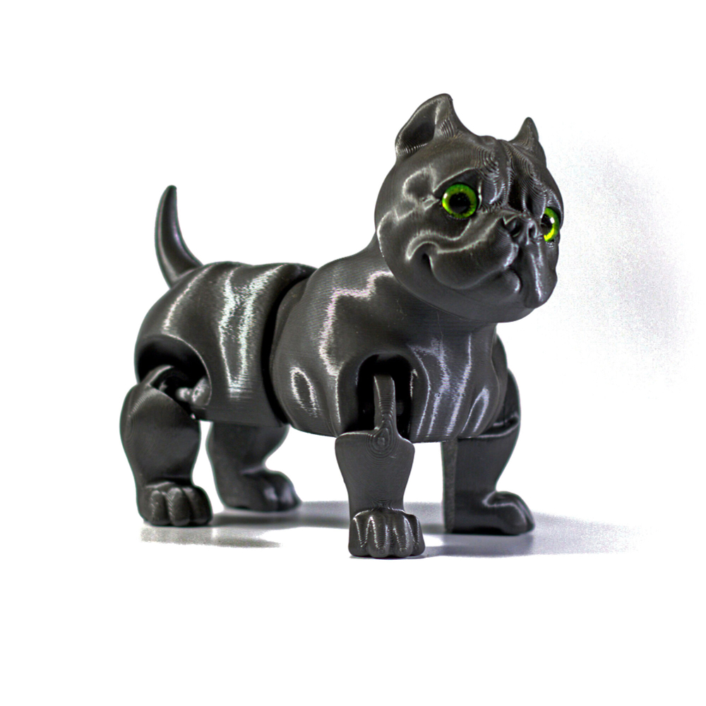 Подвижный американский бульдог, игрушка антистресс, серый