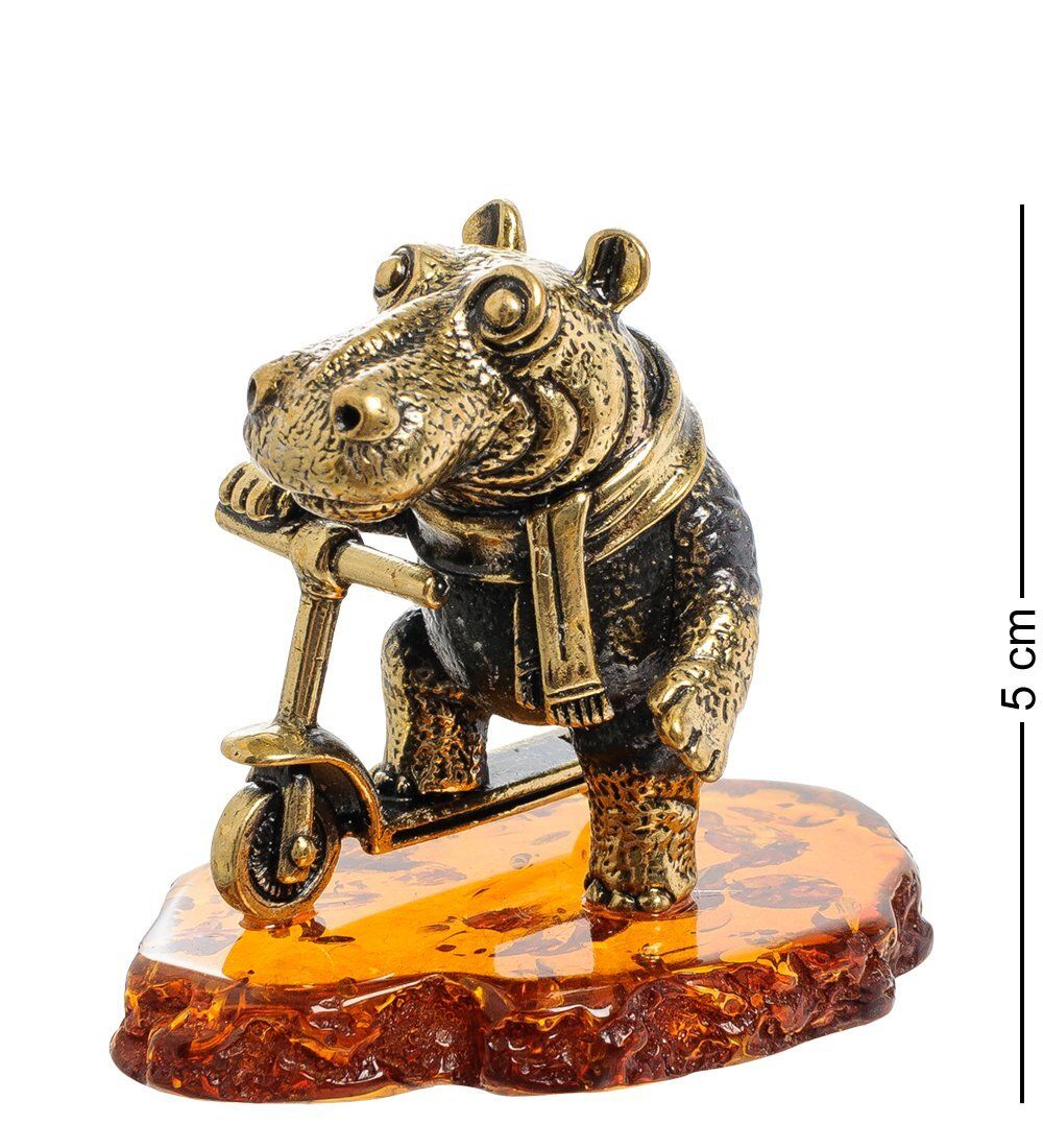 Народные промыслы AM-1981 Фигурка «Бегемот на самокате» (латунь, янтарь)
