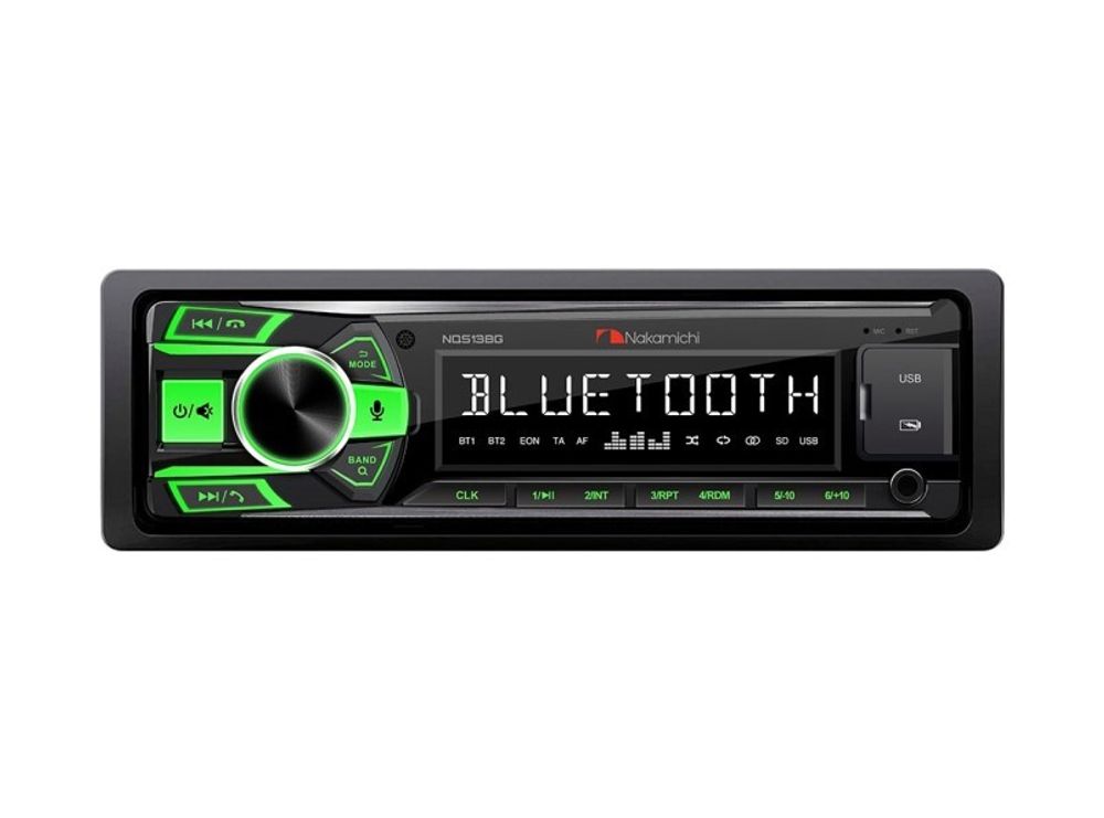 Автомагнитола Nakamichi NQ513BG медиа-ресивер 1din USB, AUX, BT, FLAC, MP3,  4*50 Вт, зеленый (Nakamichi)