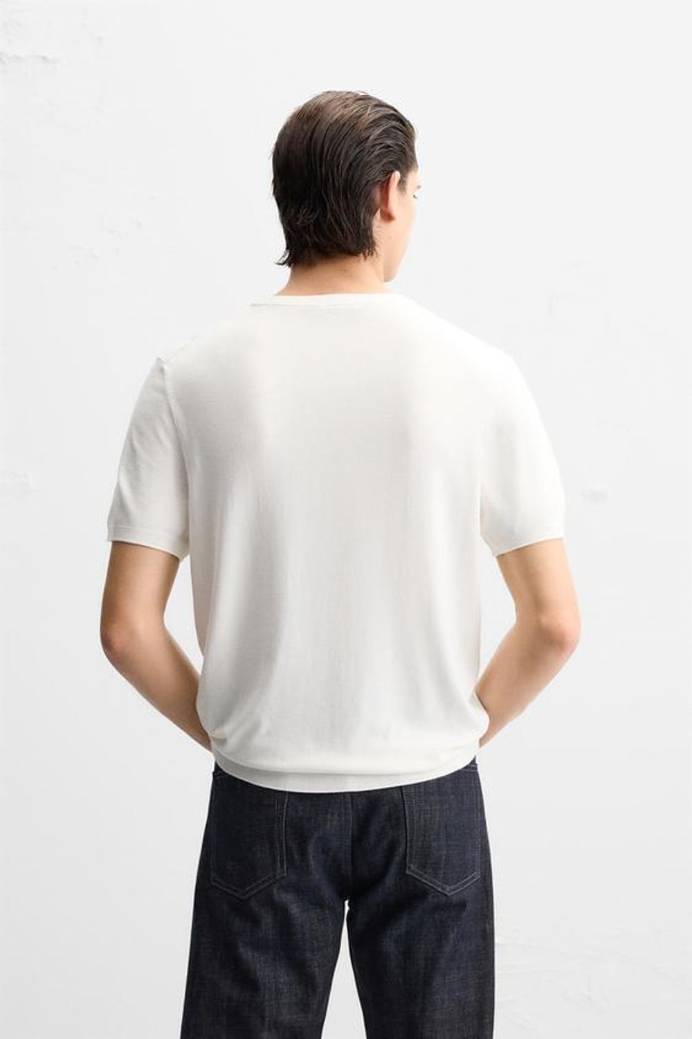 ZARA ФУТБОЛКА СВОБОДНОГО КРОЯ, ЖЕЛТОВАТО-БЕЛЫЙ