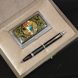 Набор подарочный "Подарок строителю" №2 с ручной росписью с ручкой Parker в футляре