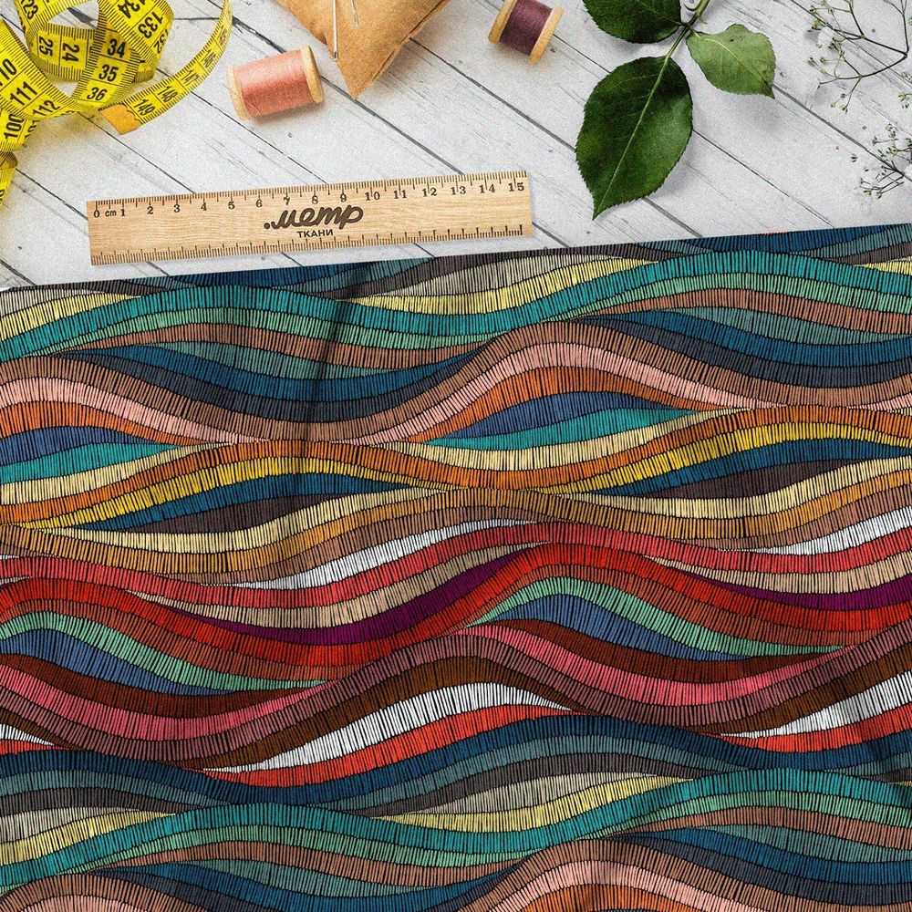 Ткань оксфорд 600 волны мозаичные