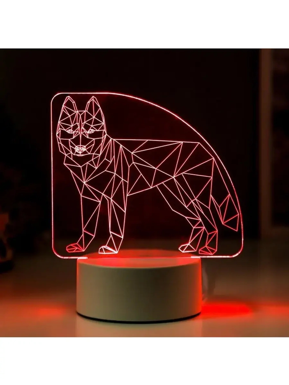 Светильник 3D ночник RISALUX «Волк», LED RGB, от сети, 9.5×1