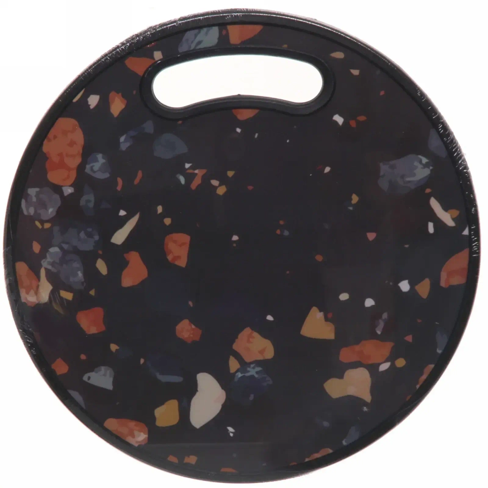 Доска разделочная пластиковая «Stone» 30*1см Крошка темная, круглая