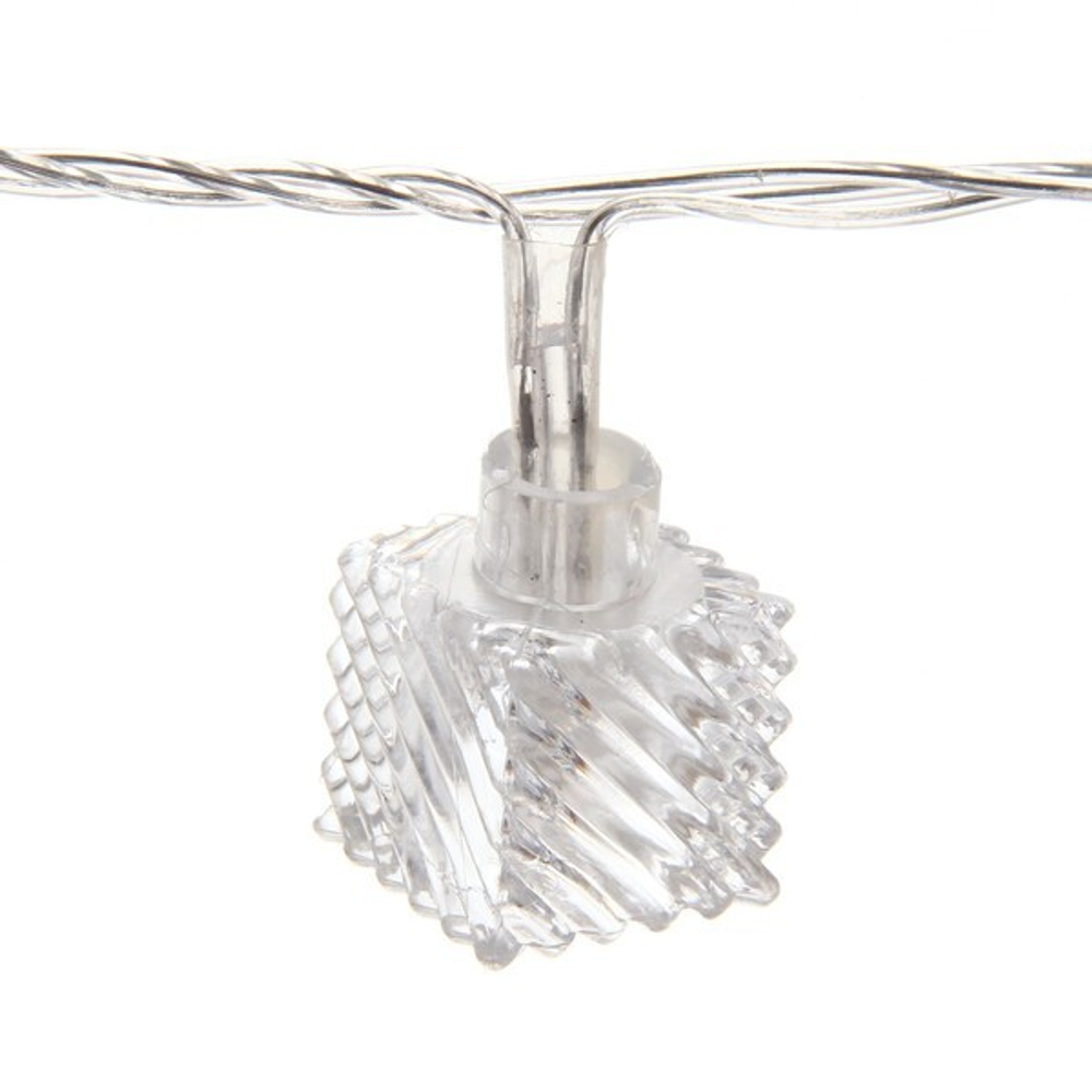 Гирлянда для дома 5,0 м 20 ламп LED с насадками КУБИК ВИТОЙ, прозрач.пров., авторежим.,IP-20 RG/RB (возможность соединения)