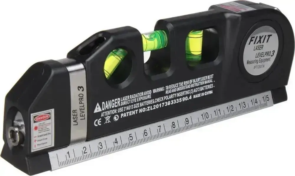 Лазерный уровень строительный Laser Level Pro 3 со встроенной рулеткой 3 метра