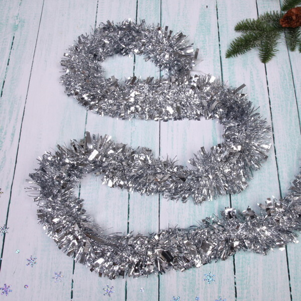 Мишура 2 м 9 см «Праздничное настроение», Серебро