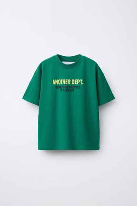 ZARA ФУТБОЛКА С НАДПИСЬЮ, ЗЕЛЕНЫЙ