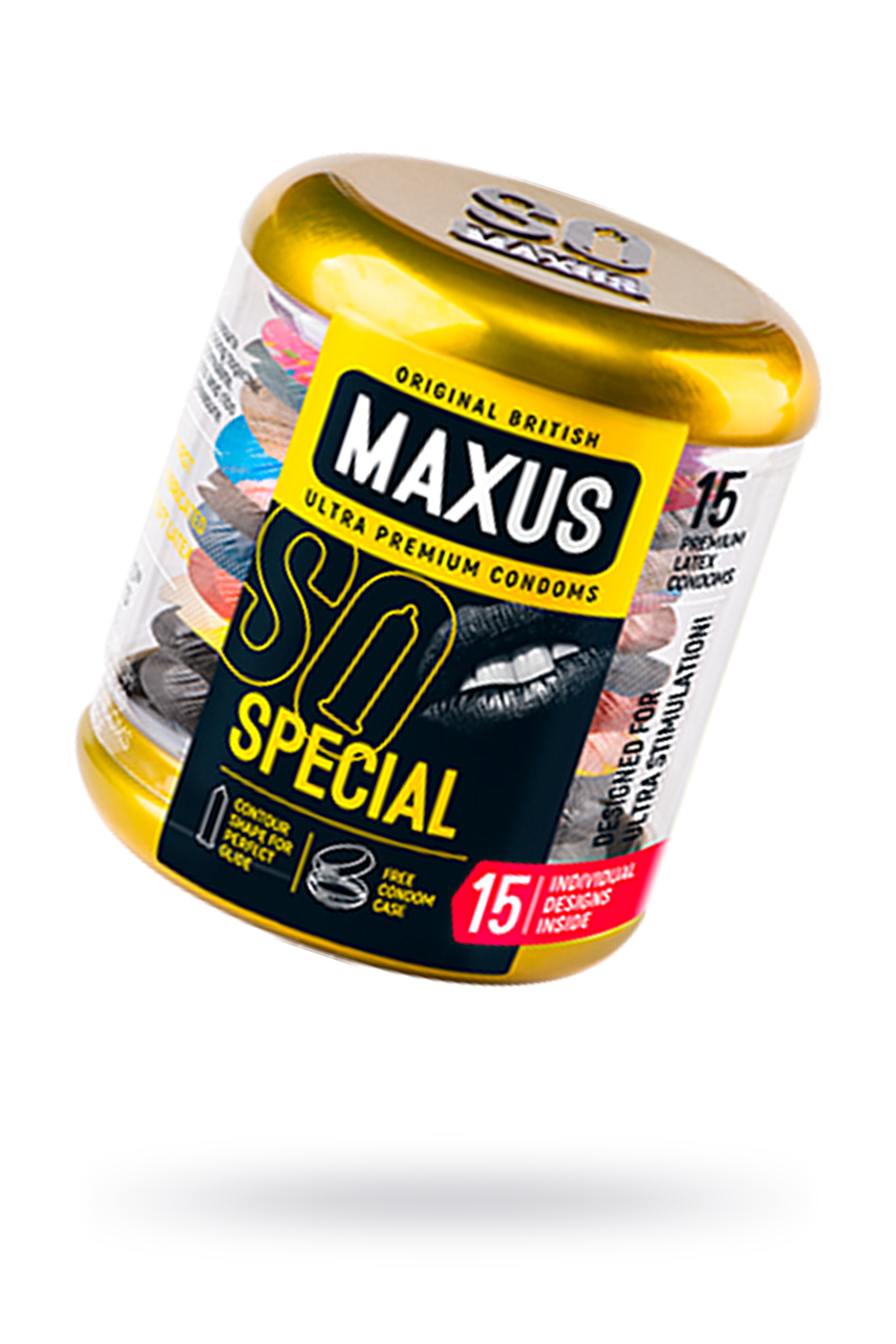 Презервативы Maxus, латекс, точечные, ребристые, железный кейс,15 шт.