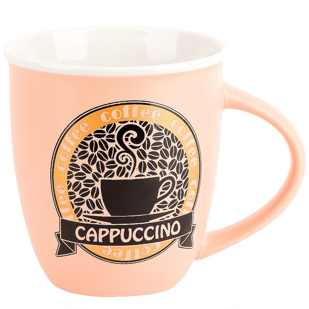 Кружка фарфоровая "Coffee Varieties" v=370мл. (3вида) (min12) (транспортная упаковка)