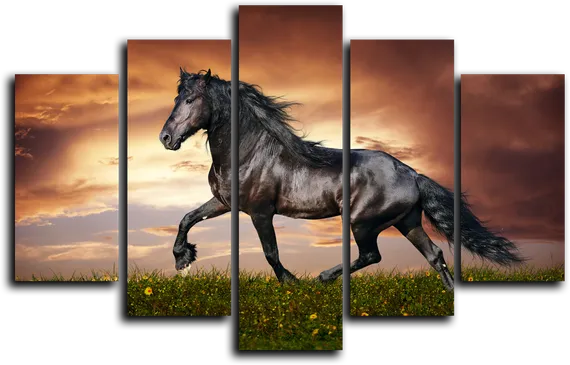 Модульная картина "Огненный жеребец"