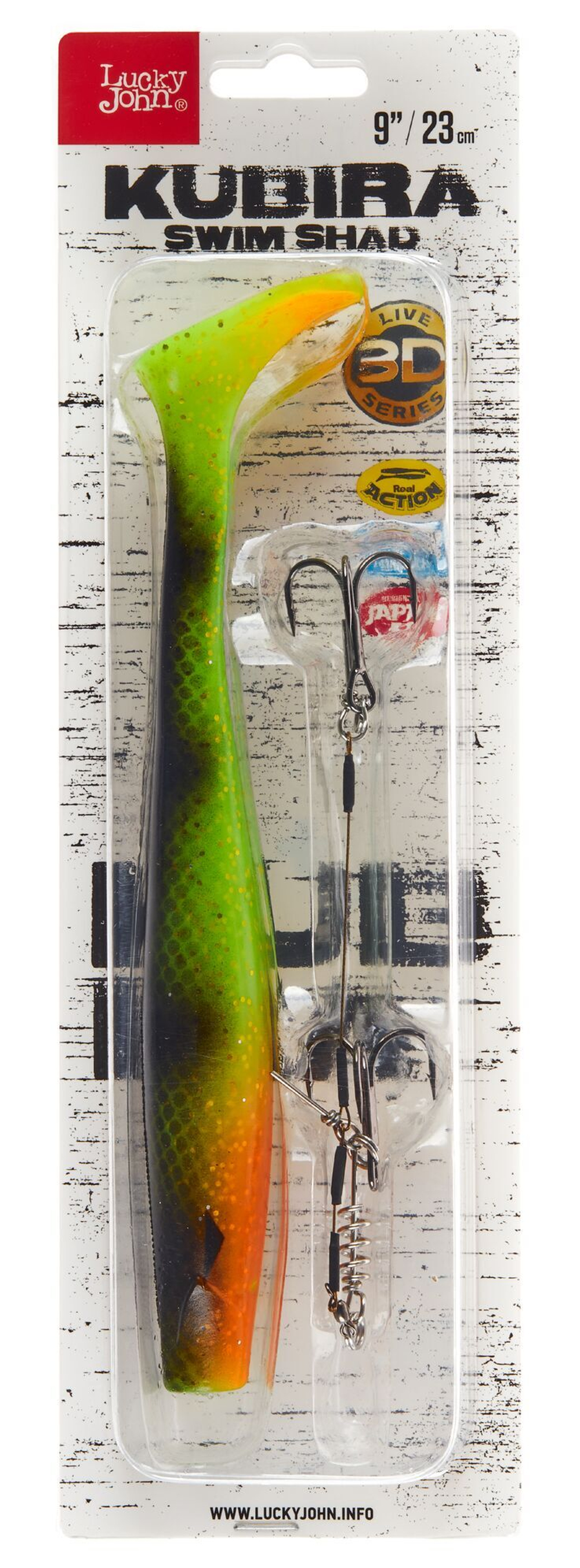 Набор Виброхвост + стингер LJ 3D Series Kubira Swim Shad 9" (22,8 см), цвет PG41, 1 шт.