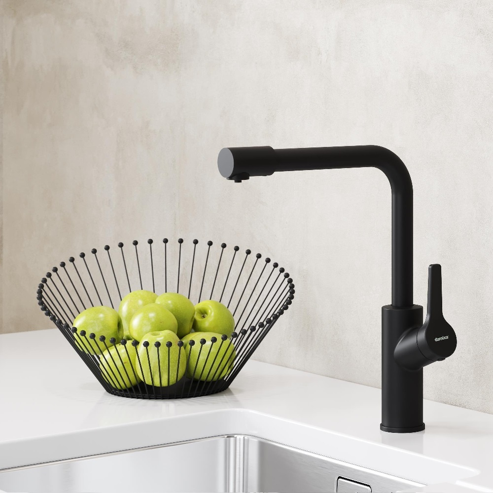 Смеситель для кухни с каналом для питьевой воды, L-излив, чёрный Damixa Merkur 710771300