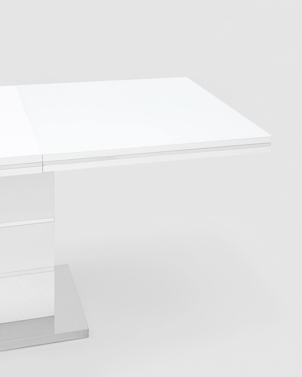 Стол обеденный Глазго раскладной 160-215*90 глянцевый белый