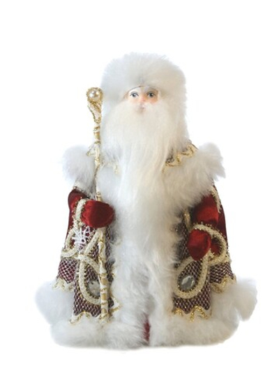 Кукла коллекционная Дед Мороз в кружевной шубе