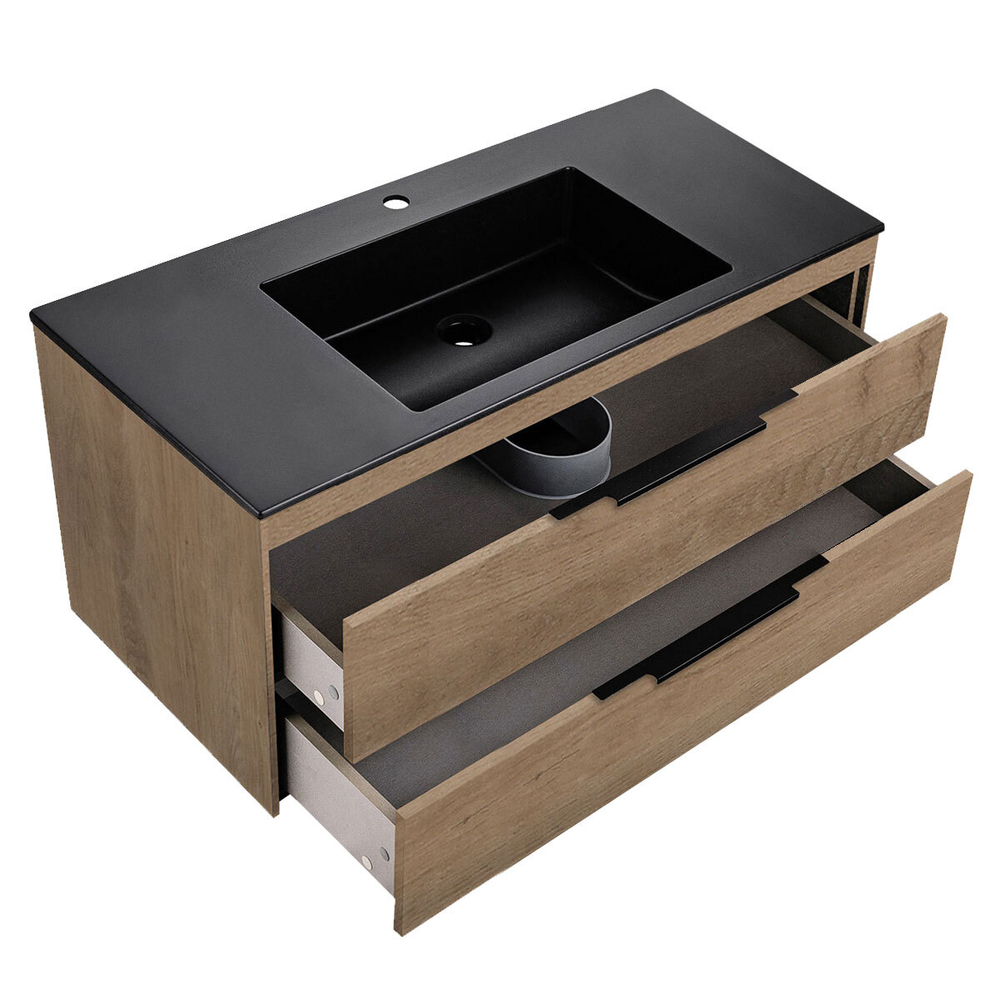 База под раковину Chiara 2D 1000 подвесная, 2 выкатных ящика soft-close, N.Oak