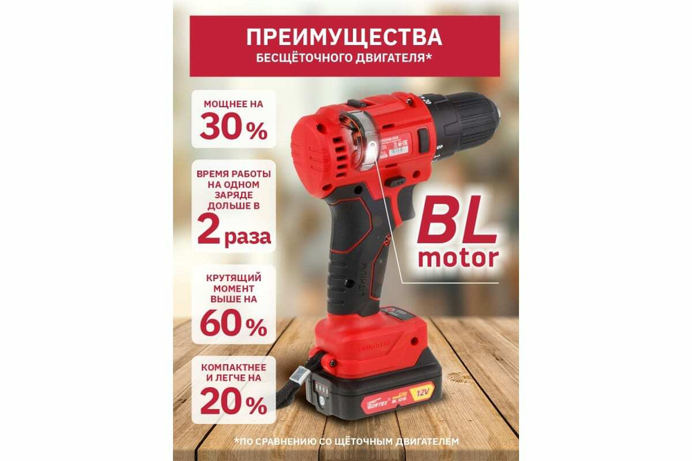 Аккумуляторная дрель-шуруповерт WORTEX BD 1220-1 DLi BD12201DLi1029
