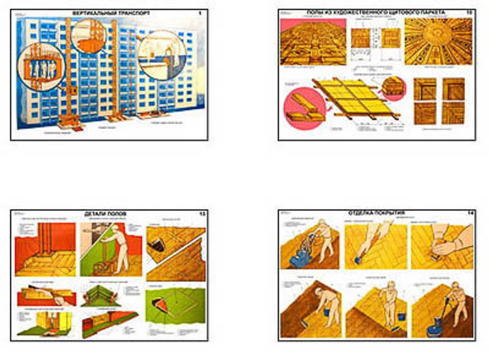 Плакаты ПРОФТЕХ &quot;Паркетные и линолеумные работы&quot; (15 пл, винил, 70х100)